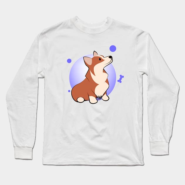 Cute corgi cartoon Long Sleeve T-Shirt by Davies Peace